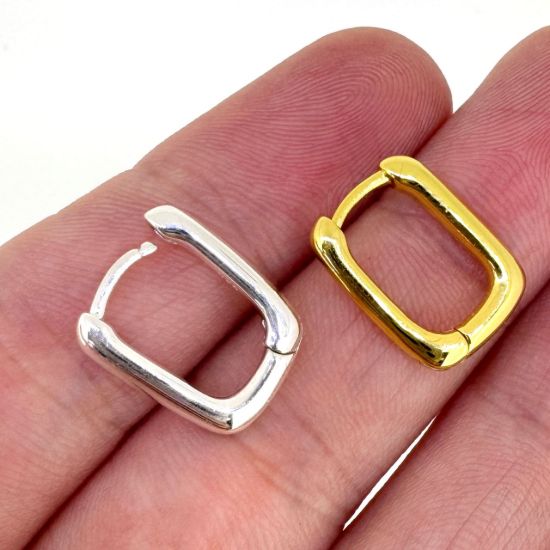 Wholesale Sample-order item-Sterling Silver or Gold Over Silver Smooth Rectangle Hoops-15*11mm
