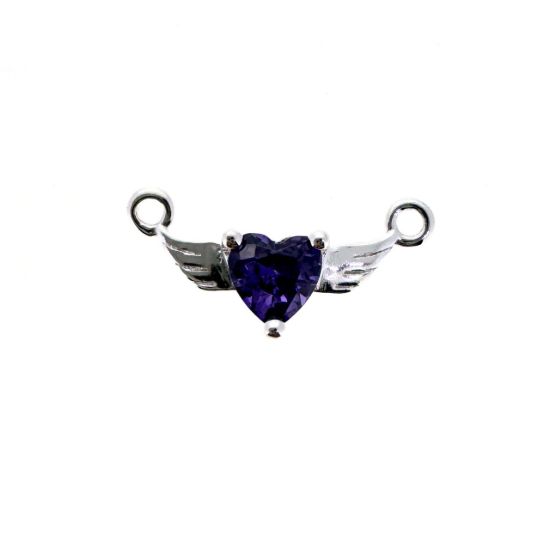 Wholesale 925 Sterling Silver 12 month set Birthstone Heart with Wings Connectors