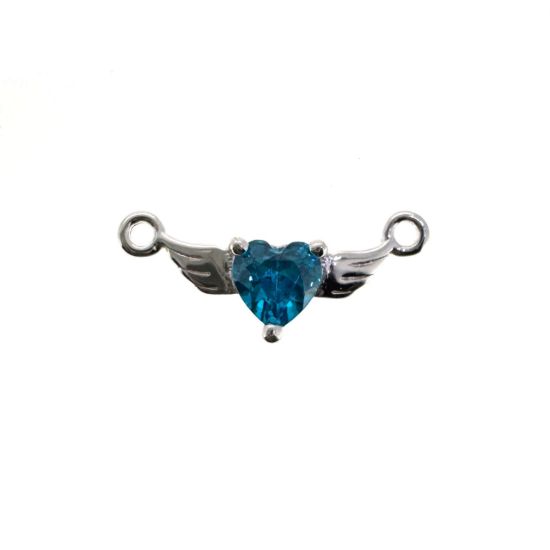 Wholesale 925 Sterling Silver 12 month set Birthstone Heart with Wings Connectors