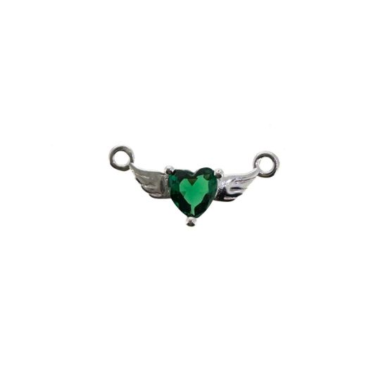Wholesale 925 Sterling Silver 12 month set Birthstone Heart with Wings Connectors