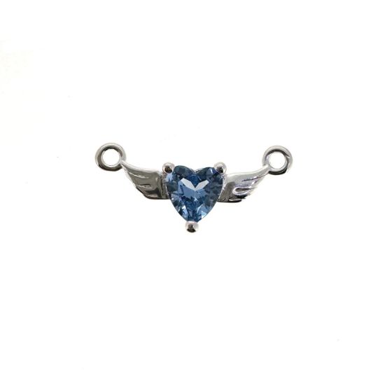 Wholesale 925 Sterling Silver 12 month set Birthstone Heart with Wings Connectors