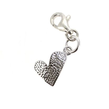 Wholesale 925 Sterling Silver Textured Tiny Heart Charm With Clasp
