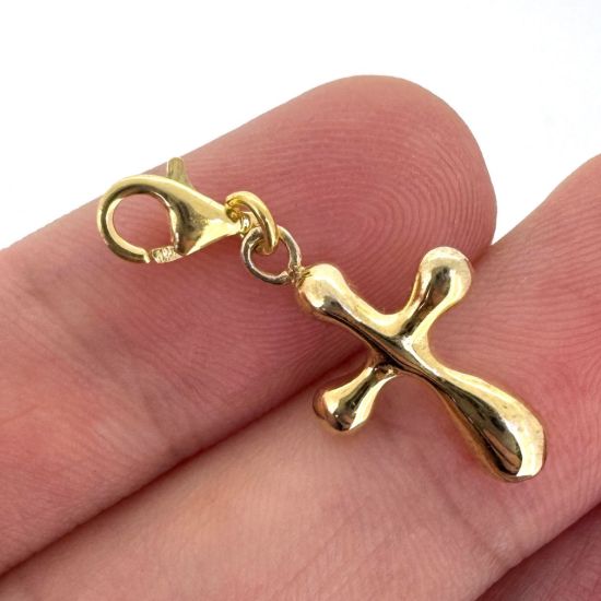 Wholesale Gold Over 925 Sterling Silver Fancy Cross Charm With Clasp