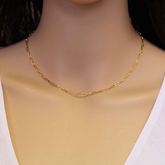Wholesale *OVER STOCK* Gold Over Sterling Silver Finished Chain -6*2.5mm PaperClip Long Box Chain 