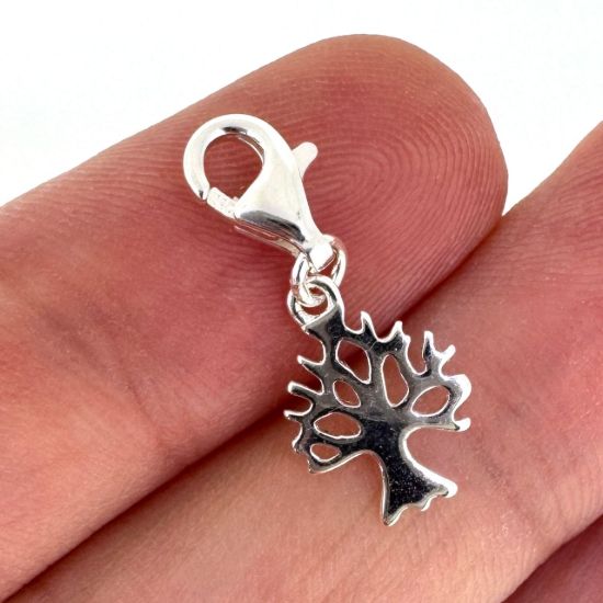 Wholesale Sterling Silver Tree Silhouette Charm With Clasp