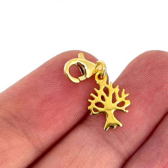Wholesale Gold Over Sterling Silver Tree Silhouette Charm With Clasp