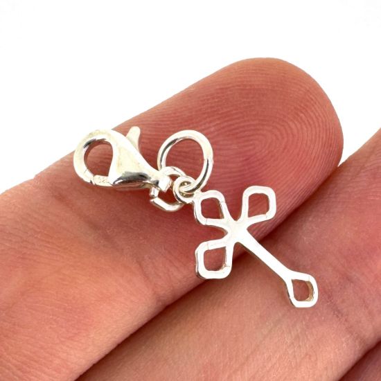 Wholesale 925 Sterling Silver Small Fancy Cross Charm With Clasp