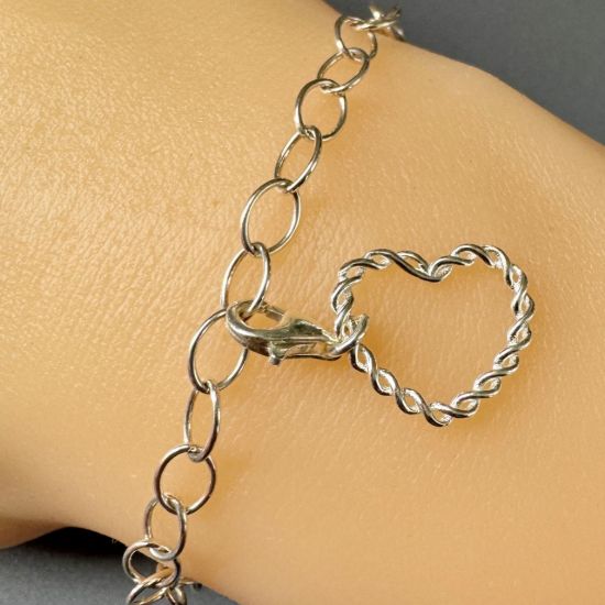 Wholesale 925 Sterling Silver Twisted Heart Charm With Clasp