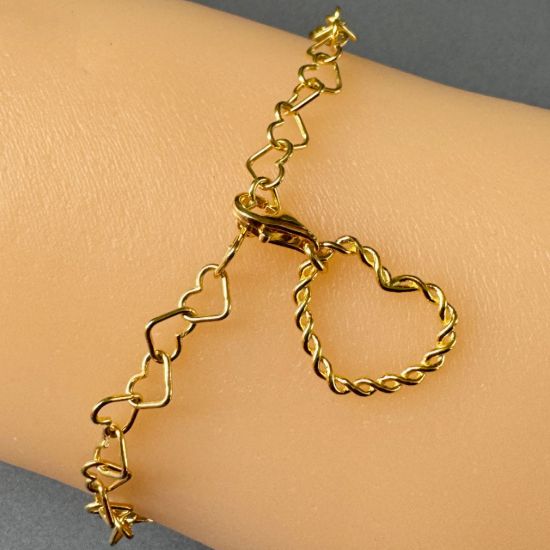 Wholesale 22K Gold Over 925 Sterling Silver Twisted Heart Charm With Clasp