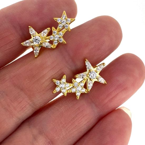 WHOLESALE STERLING SILVER EARRINGS-TRIPLE STAR STUDS