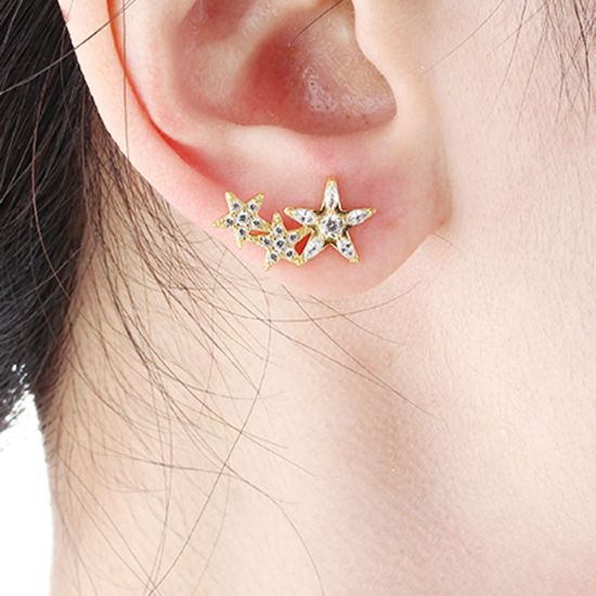 WHOLESALE STERLING SILVER EARRINGS-TRIPLE STAR STUDS