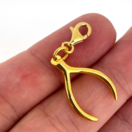 Wholesale Gold Over Sterling Silver Wishbone Charm With Clasp
