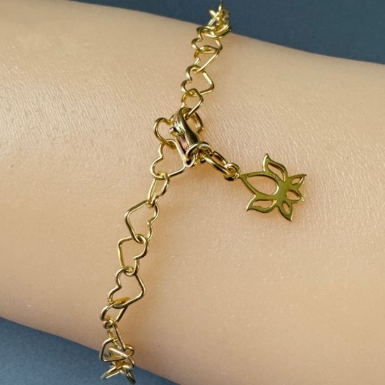 Wholesale Gold Over Sterling Silver Lotus Flower Charm With Clasp