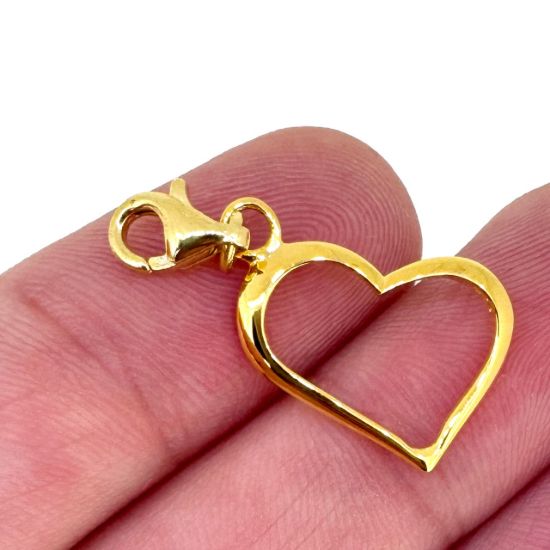 Wholesale 22k Gold Over Sterling Silver Classic Heart Charm With Clasp