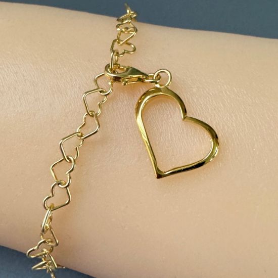 Wholesale 22k Gold Over Sterling Silver Classic Heart Charm With Clasp