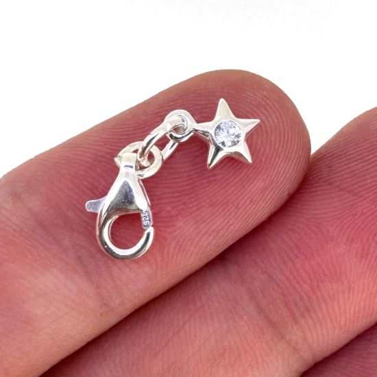 Wholesale Sterling Silver Tiny CZ Star Charm With Clasp
