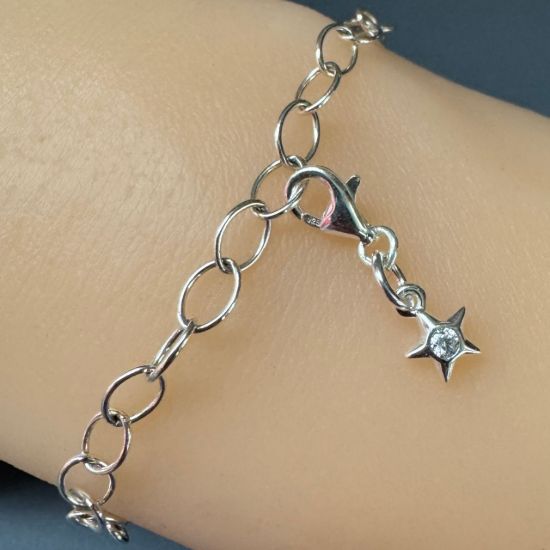 Wholesale Sterling Silver Tiny CZ Star Charm With Clasp