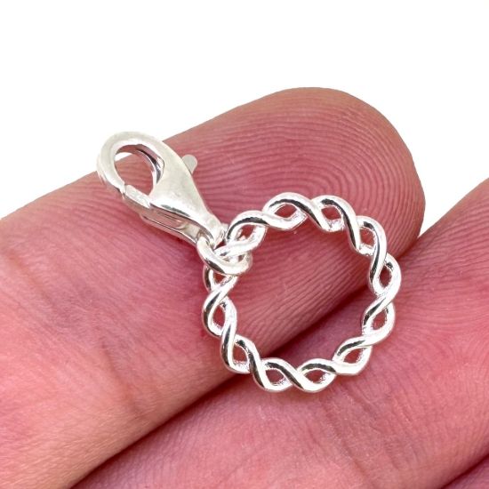 Wholesale 925 Sterling Silver Twisted Circle Charm With Clasp