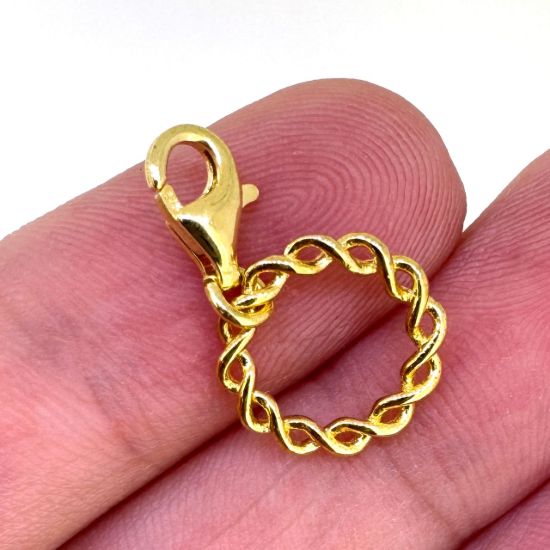 Wholesale 22K Gold Over 925 Sterling Silver Twisted Ring Charm With Clasp