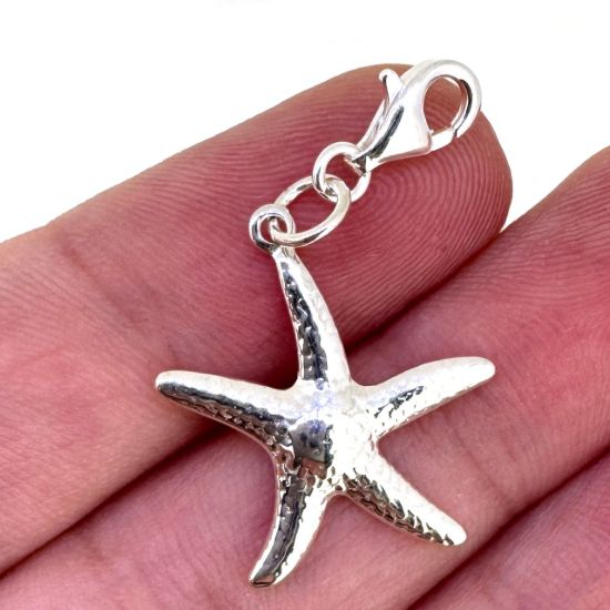 Wholesale 925 Sterling Silver Textured Starfish Charm With Clasp