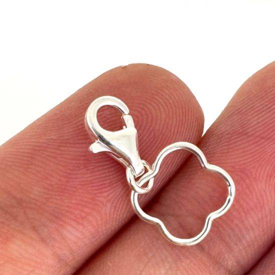 Wholesale 925 Sterling Silver Plain Clover Charm With Clasp
