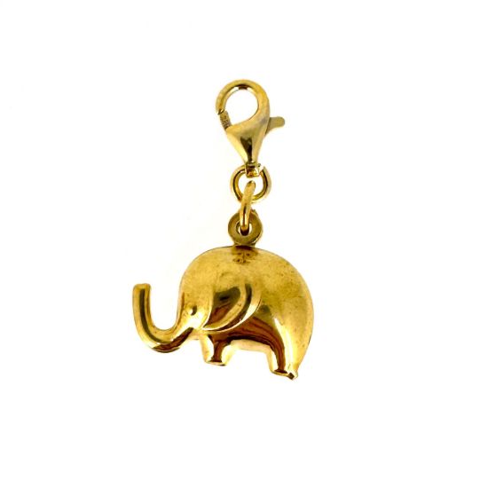 Wholesale Gold Over Sterling Silver Charm Double-sided 3D Elephant Charm With Clasp