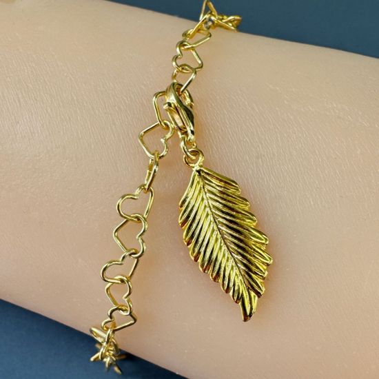 Wholesale Gold Over Sterling Silver Feather Charm With Clasp