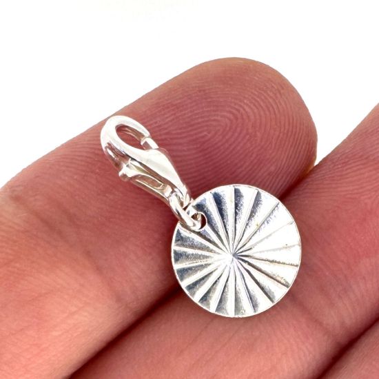 Wholesale Sterling Silver Textured Circle Charm With Clasp