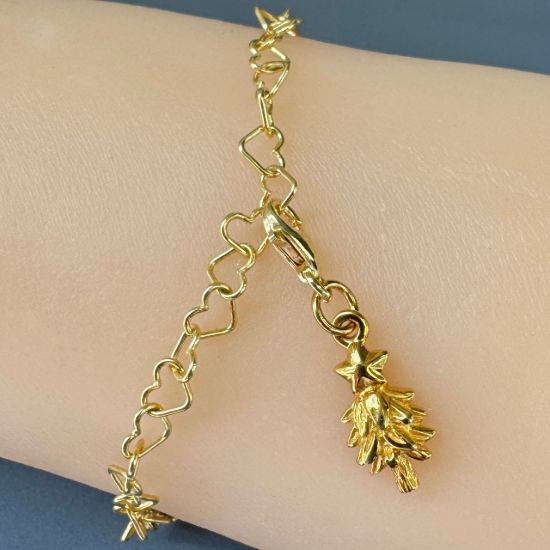 Wholesale Gold Over Sterling Silver Christmas Tree Charm With Clasp