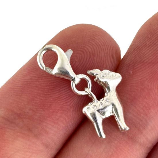 Wholesale 925 Sterling Silver Reindeer Charm With Clasp