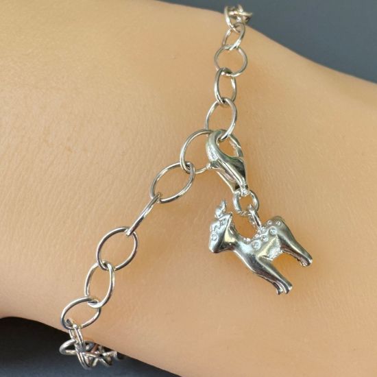 Wholesale 925 Sterling Silver Reindeer Charm With Clasp