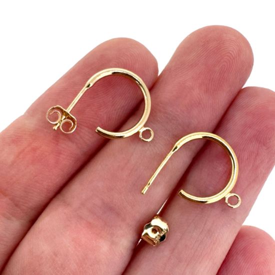 Wholesale 14K Gold Filled Single C Shape Hoops with open ring - 12mm (1 pair)