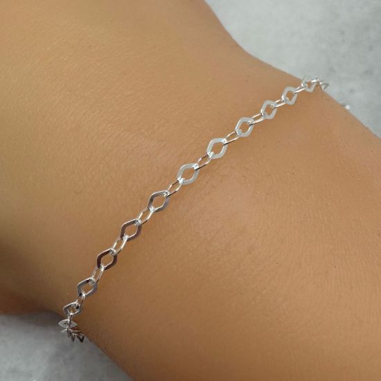 Wholesale Chains, 925 Sterling Silver 3mm Diamond Shape Flat Cable Chain, Bulk Chain by the foot