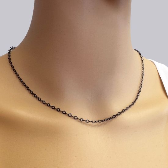 Wholesale Chains, Oxidized Sterling Silver 3mm Diamond Shape Flat Cable Chain, Bulk Chain by the foot