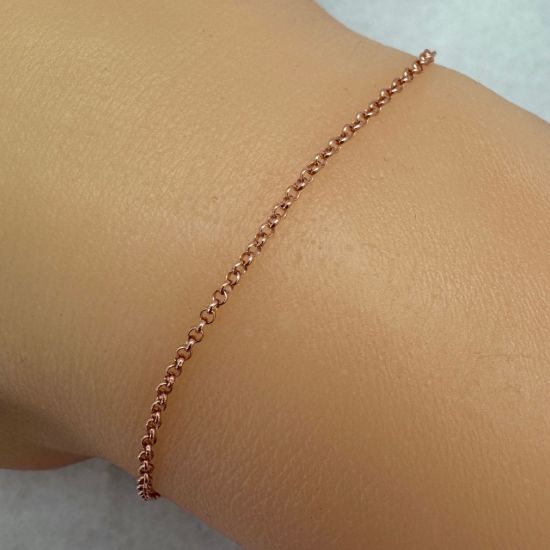 Wholesale Chain, Rose Gold plated Sterling Silver 1mm Rolo Chain, Bulk Chain by the foot