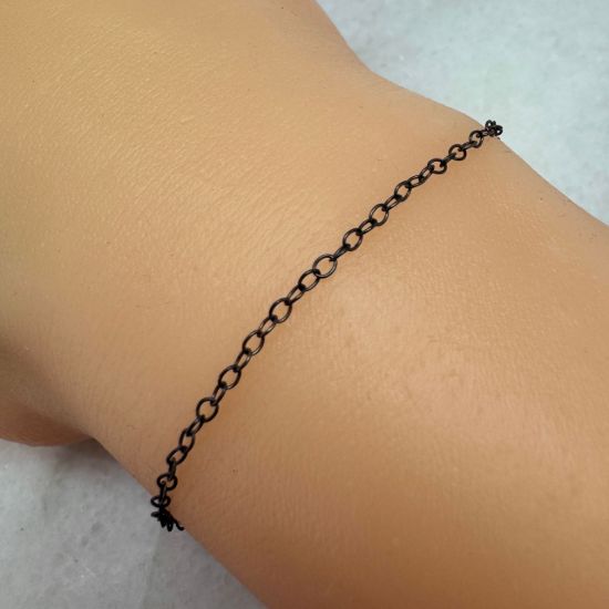 Wholesale Chain, Oxidized Sterling Silver Light Cable Chain 2 by 1.5mm Bulk Chain by the foot