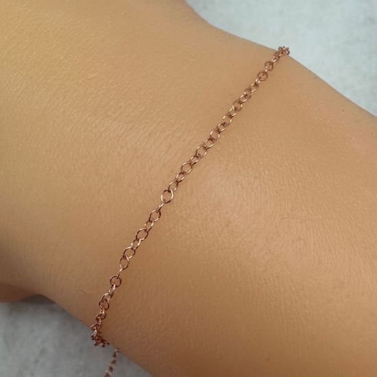 Wholesale Chain, Rose Gold plated Sterling Silver Light Cable Chain 2 by 1.5mm Bulk Chain by the foot