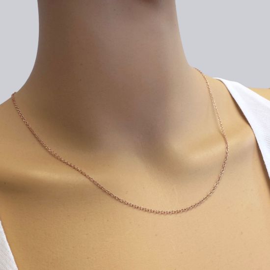 Wholesale Chain, Rose Gold plated Sterling Silver Light Cable Chain 2 by 1.5mm Bulk Chain by the foot