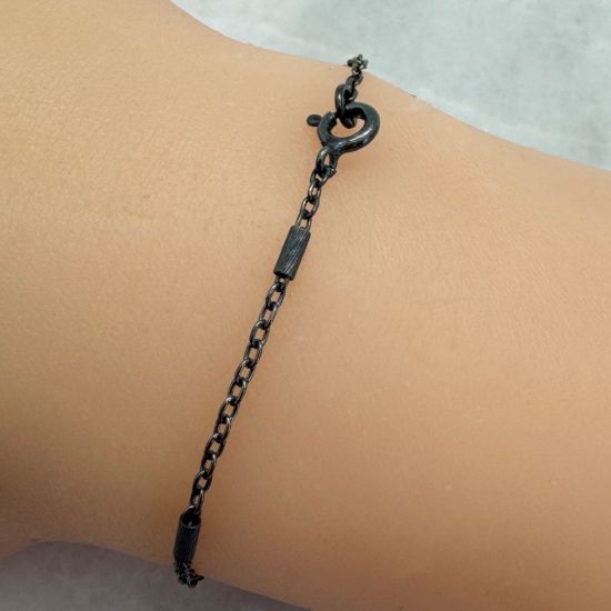 Wholesale Oxidized Sterling Silver Finished Jewelry Chain - 4mm Textured Bar Satellite Chain