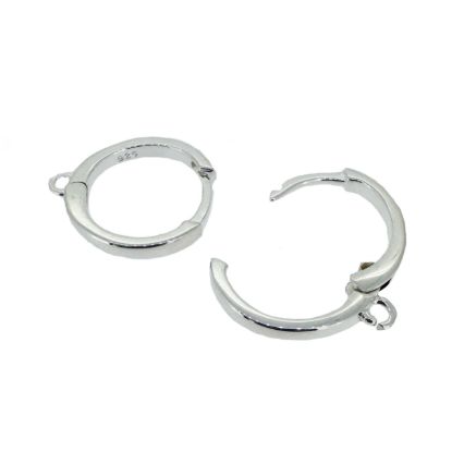 Wholesale Sterling Silver Huggie Hoops With Veritcal  Ring - 13mm (1 pair)