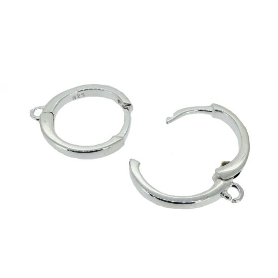 Wholesale Sterling Silver Huggie Hoops With Veritcal  Ring - 13mm (1 pair)