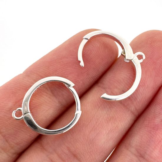 Wholesale Sterling Silver Huggie Hoops With Veritcal  Ring - 13mm (1 pair)