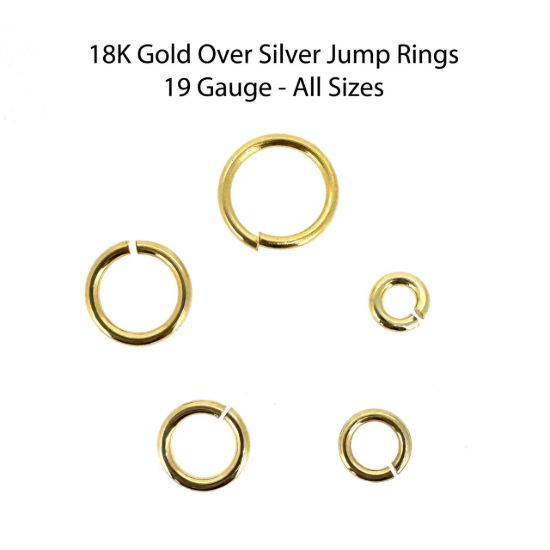 Wholesale Gold Over Sterling Silver Open Jump Rings - 19 Gauge, All Sizes (20pcs)