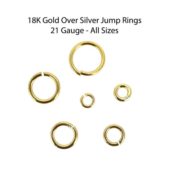 Wholesale Gold Over Sterling Silver Open Jump Rings - 21 Gauge, All Sizes (20pcs)