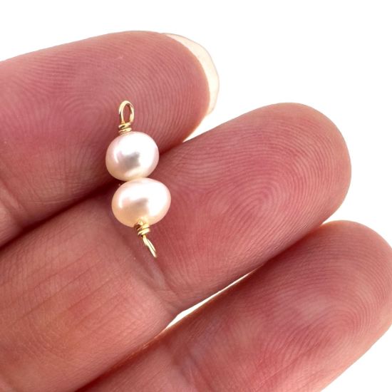 wholesale gold filled double pearl connector charms