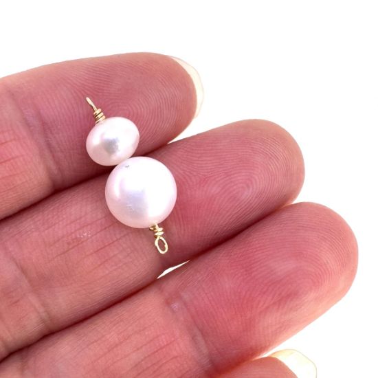 wholesale gold filled double pearl connector charms
