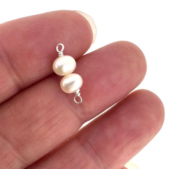 wholesale sterling silver double pearl connector charms