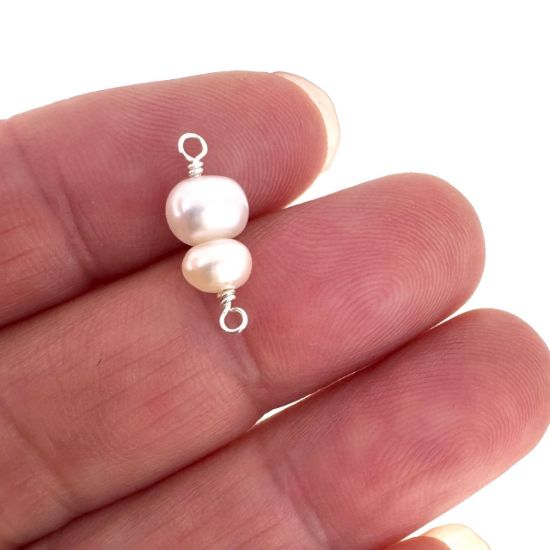wholesale sterling silver double pearl connector charms