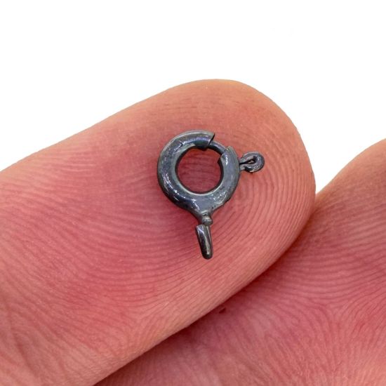 Wholesale Oxidized Sterling Silver Spring Ring Clasps - All Sizes - (Pack of 5)
