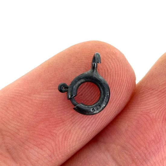 Wholesale Oxidized Sterling Silver Spring Ring Clasps - All Sizes - (Pack of 5)